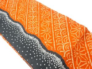 ふくれ織絞り青海波に斜線・曲線模様名古屋帯